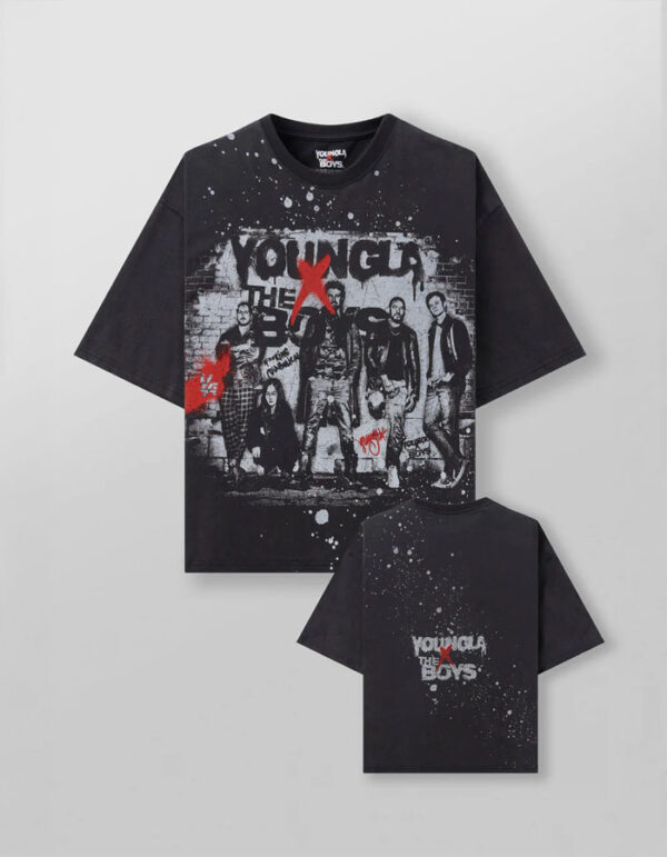 Youngla X The Boys Splatter Tee (Washed Black)