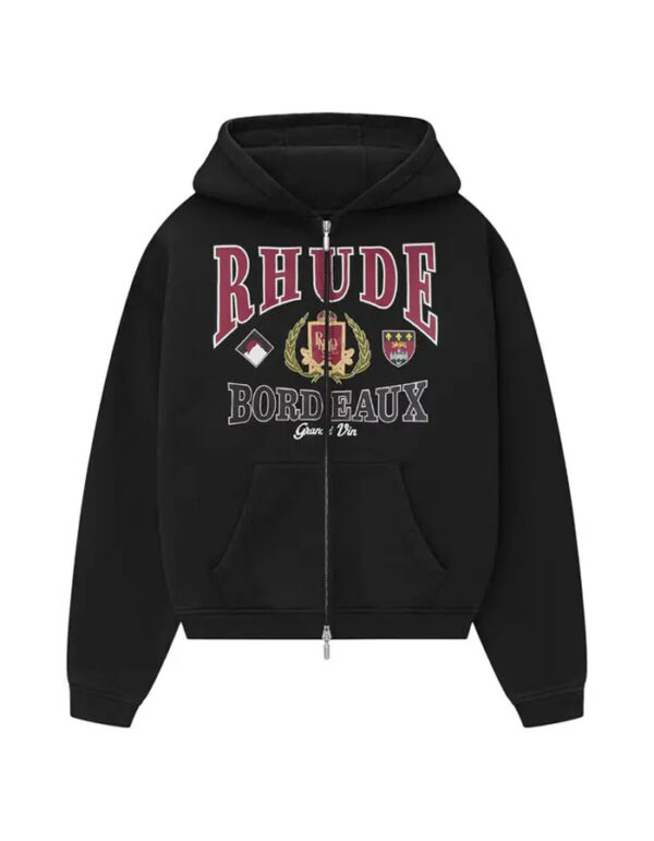Rhude Bordeaux Zip Hoodie (Black)