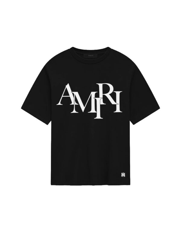 Amiri Staggered Logo Tee (Black)