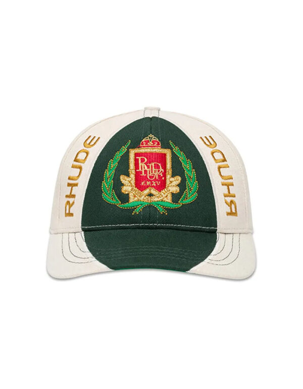 Rhude Racing Crest 6-Panel Hat (White/Green)